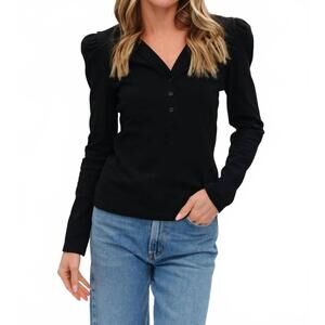 NEW SIX/FIFTY emily long sleeve ribbed top in black